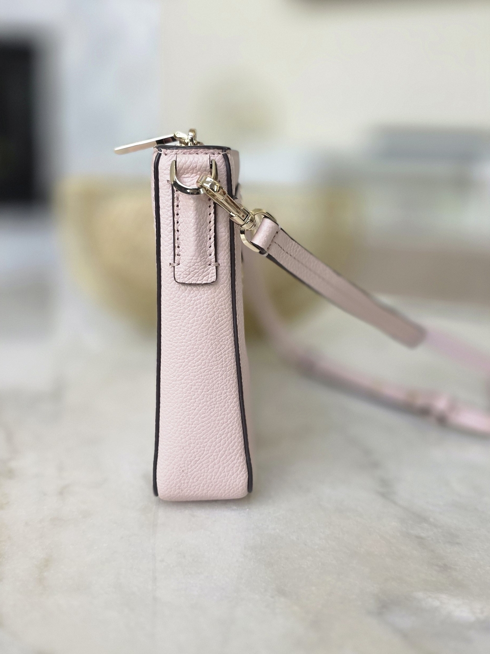 Kate Spade New York Pebbled Leather Crossbody Bag Blush Pink Silver Hardware - Picture 4 of 8
